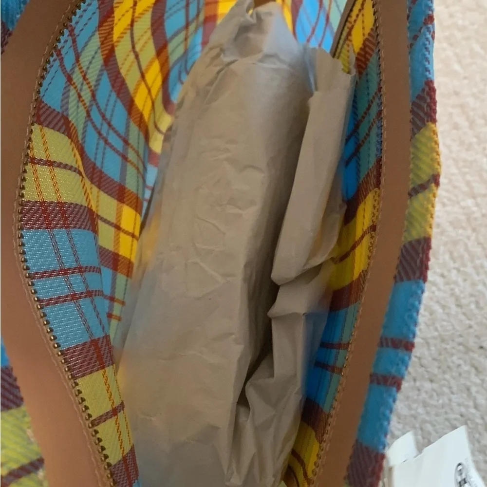 Tory Burch Emerson Mesh Market Tote Yellow Blue Beach Shoulder Bag - NWT